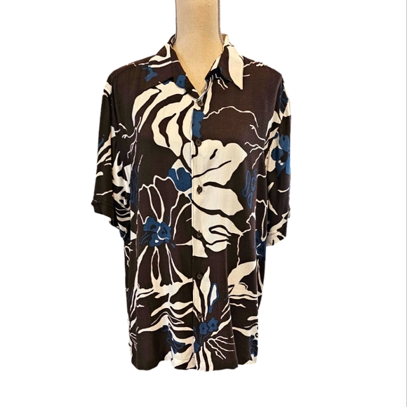 EUC Cubavera Men's Brown Tropical Short  Sleeve Button Down Shirt - Picture 1 of 4